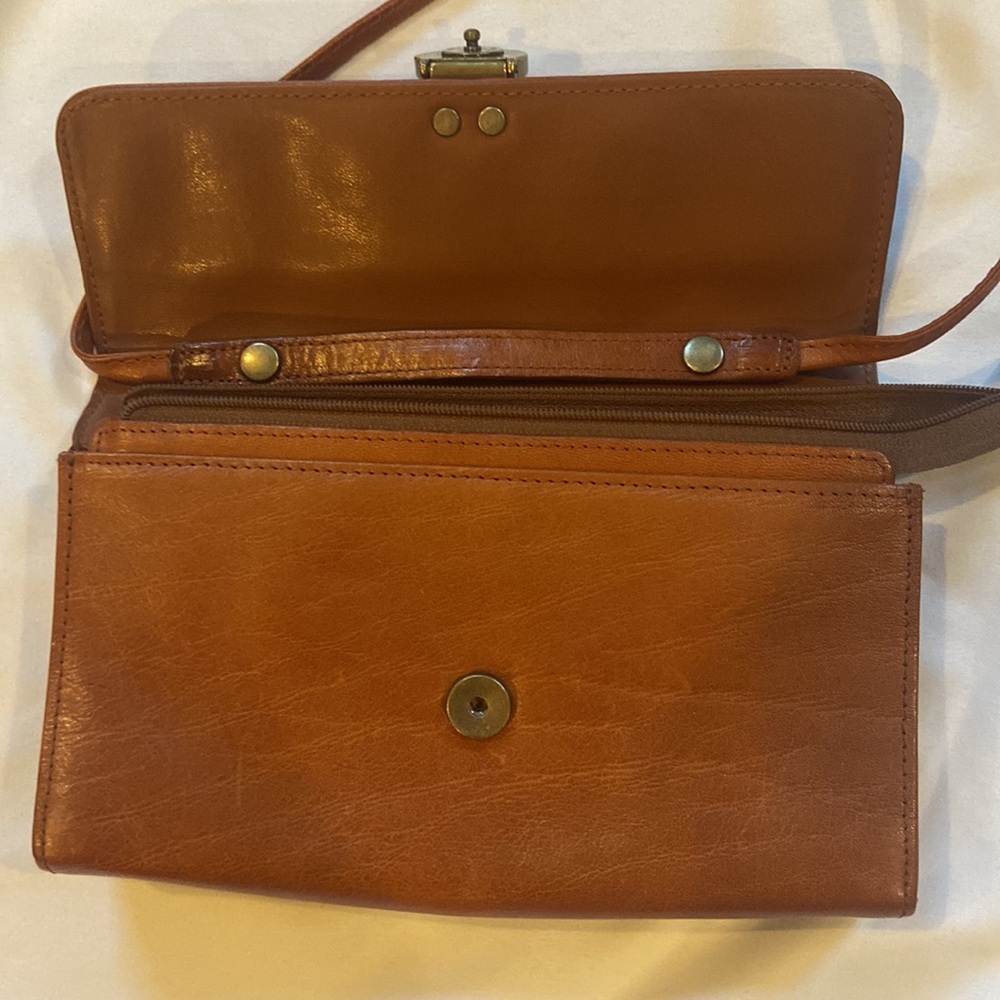 Enzo Angiolini Vintage Leather Crossbody Bag Cognac Mini Classic - Picture 5 of 11